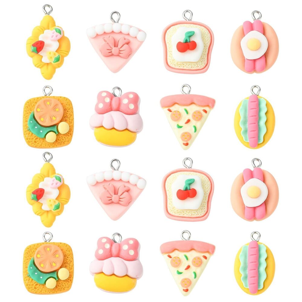 1550 40 Pcs 8 Styles Mixed Shapes Baking Food Charms Cute Flatback Cookie